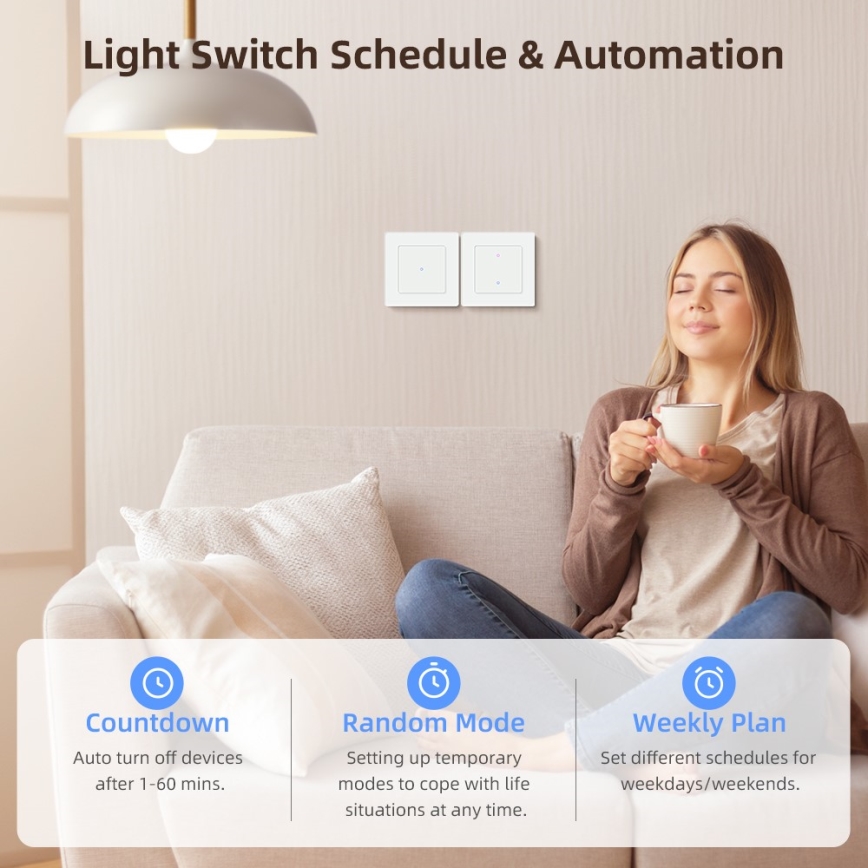 Immax NEO 07538L - SMART włącznik 1-przyciskowy 230V Wi‑Fi Tuya