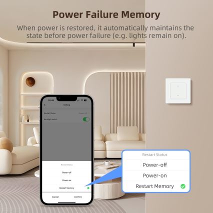 Immax NEO 07538L - SMART włącznik 1-przyciskowy 230V Wi‑Fi Tuya