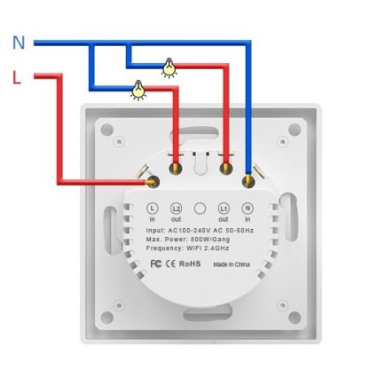 Immax NEO 07539L - Włącznik 2-przyciskowy inteligentny 230V Wi-Fi Tuya