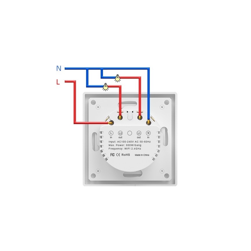 Immax NEO 07539L - Włącznik 2-przyciskowy inteligentny 230V Wi-Fi Tuya