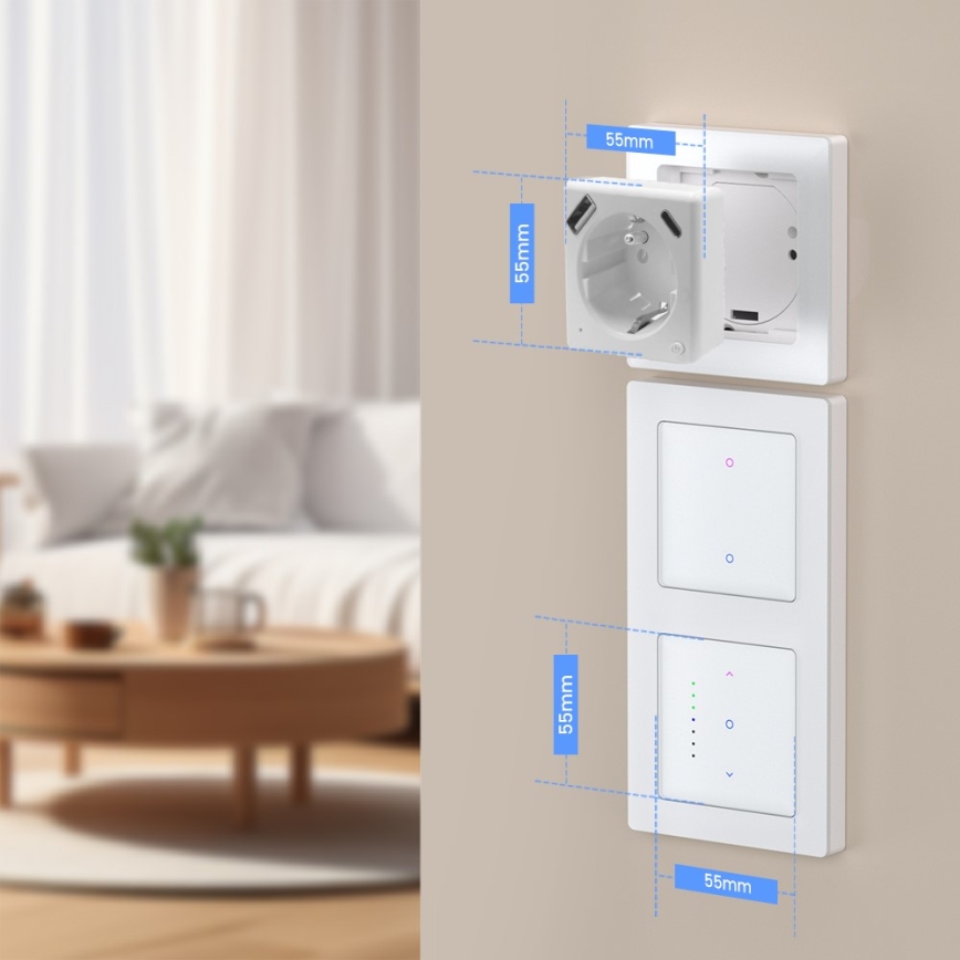 Immax NEO 07544L - Inteligentne gniazdko E 16A/230V + 1x USB-A + 1x USB-C PD 20W Tuya Wi-Fi