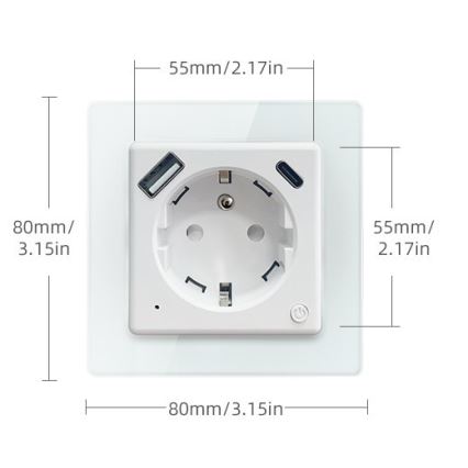 Immax NEO 07553L - Inteligentne gniazdko E 16A/230V + 1xUSB-A+1xUSB-C PD 20W Tuya
