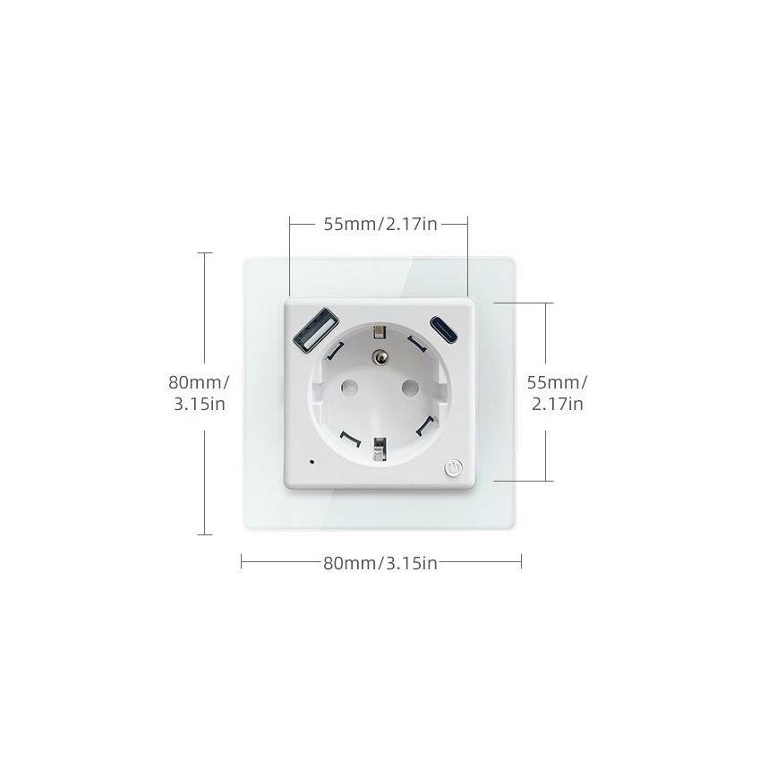 Immax NEO 07553L - Inteligentne gniazdko E 16A/230V + 1xUSB-A+1xUSB-C PD 20W Tuya