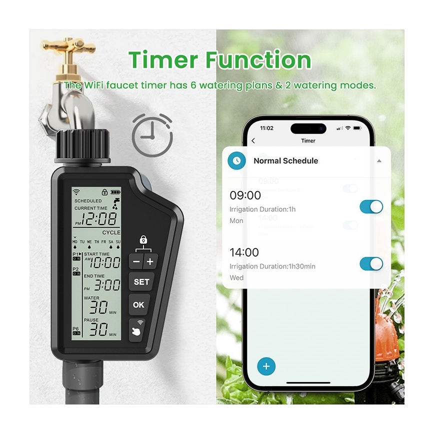 Immax NEO 07556L - Zawór nawadniający 4xAA IP65 Wi-Fi Tuya
