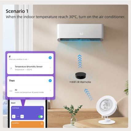 Immax NEO 07557L - Inteligentny czujnik temperatury i wilgotności 1xCR2430 Tuya