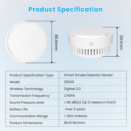 Immax NEO 07558L - Czujnik dymu 1xCR123A Tuya
