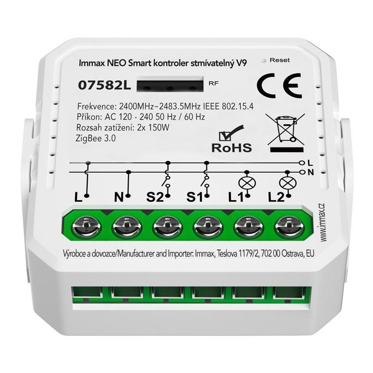 Immax Neo 07582L - Inteligentny sterownik ściemniania V9 2-przycisk Tuya