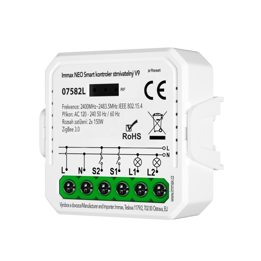 Immax Neo 07582L - Inteligentny sterownik ściemniania V9 2-przycisk Tuya