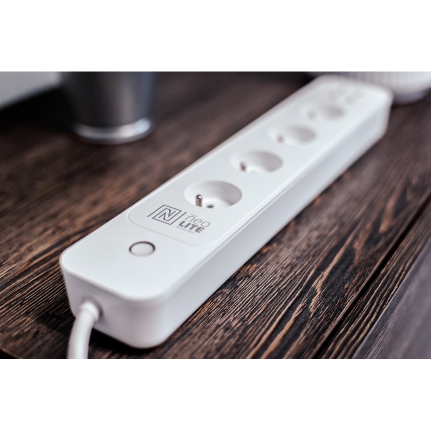 Immax NEO 07707L - Przedłużacz NEO LITE Smart 4AC + 4USB Wi-Fi Tuya 1,5m
