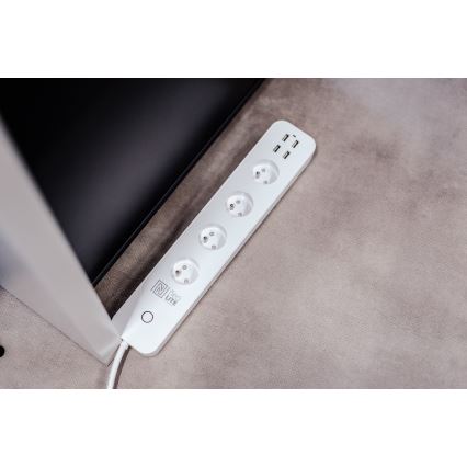Immax NEO 07707L - Przedłużacz NEO LITE Smart 4AC + 4USB Wi-Fi Tuya 1,5m