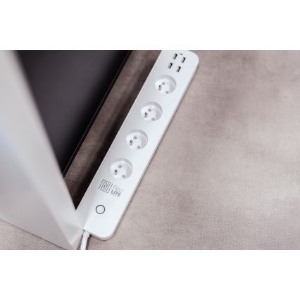 Immax NEO 07707L - Przedłużacz NEO LITE Smart 4AC + 4USB Wi-Fi Tuya 1,5m