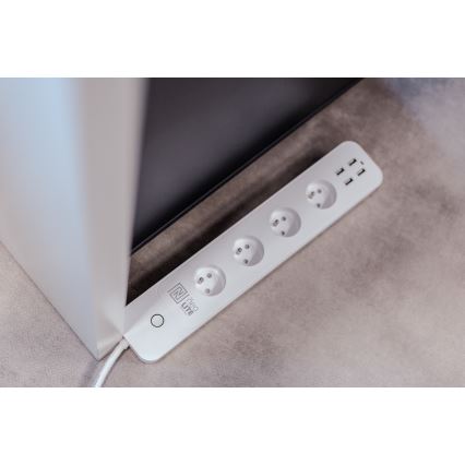 Immax NEO 07707L - Przedłużacz NEO LITE Smart 4AC + 4USB Wi-Fi Tuya 1,5m
