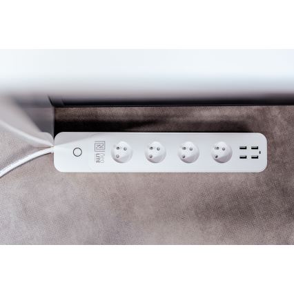 Immax NEO 07707L - Przedłużacz NEO LITE Smart 4AC + 4USB Wi-Fi Tuya 1,5m
