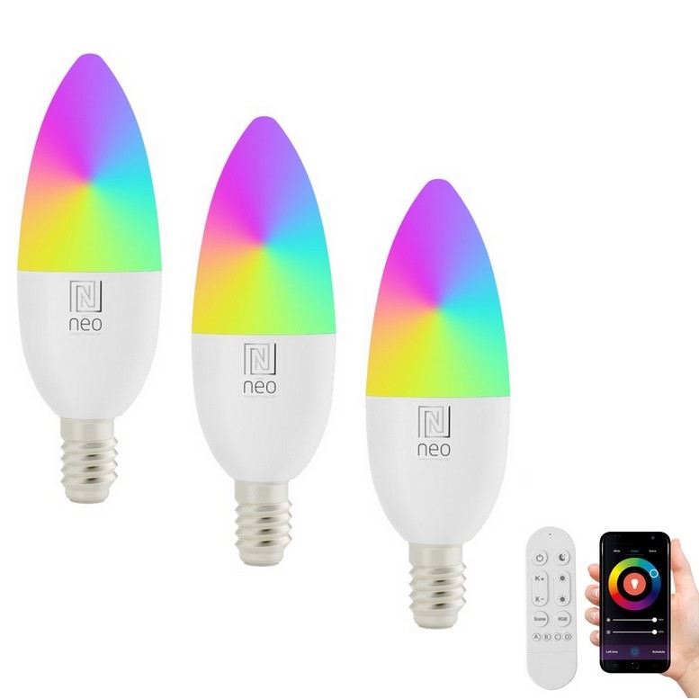 Immax NEO 07716CDO - ZESTAW 3x LED RGB+CCT Żarówka ściemnialna E14/6W/230V Wi-Fi Tuya + pilot zdalnego sterowania