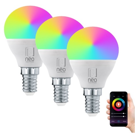 Immax NEO 07745C - SET 3x LED RGB Ściemnialna żarówka E14/6W/230V 2700-6500K Wi-Fi Tuya
