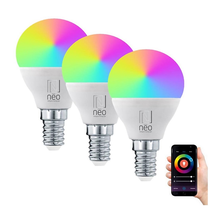 Immax NEO 07745C - ZESTAW 3x LED RGB+CCT Żarówka ściemnialna E14/6W/230V 2700-6500K Wi-Fi Tuya