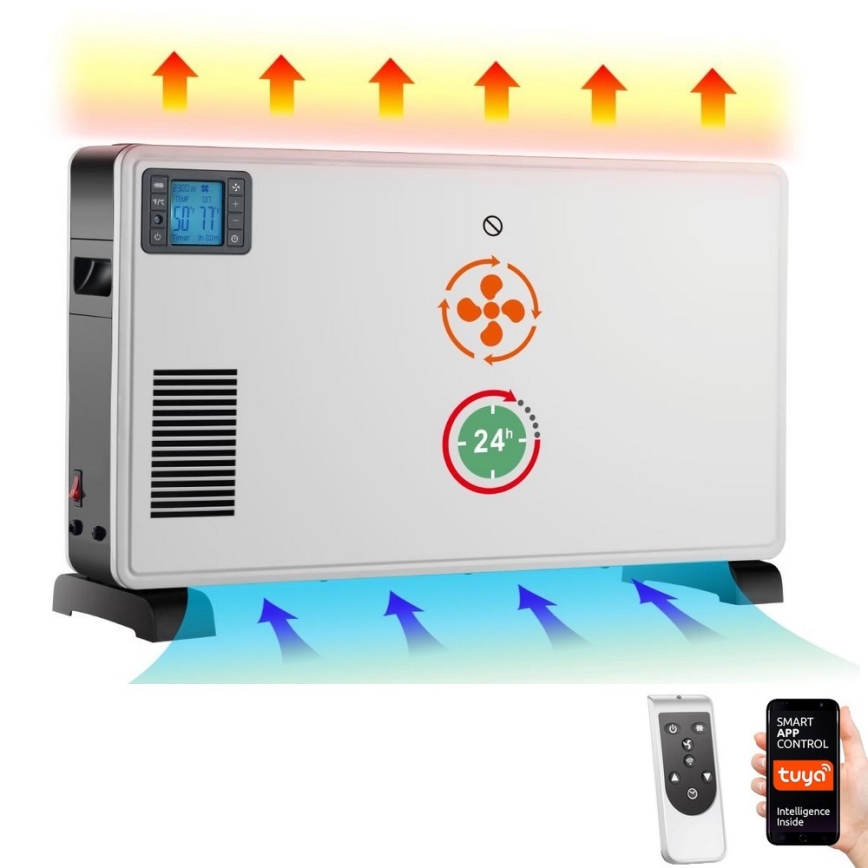 Immax NEO 07760L - Elektryczny grzejnik konwektorowy 1000/1300/2300W LCD/timer/TURBO/termostat Wi-Fi Tuya + pilot