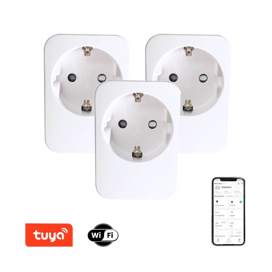 Immax NEO 07761C - ZESTAW 3x Inteligentne gniazdko NEO LITE 3680W/230V/16A Wi-Fi Tuya SCHUKO