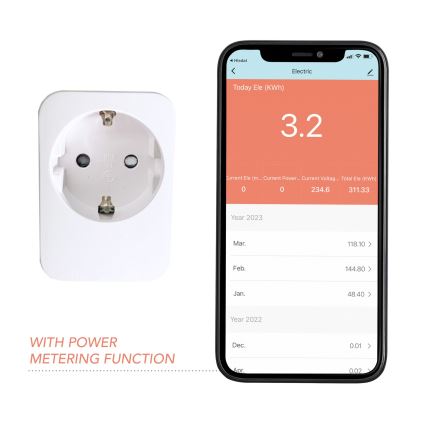 Immax NEO 07761L - Inteligentne gniazdko NEO LITE 3680W/230V/16A Wi-Fi Tuya SCHUKO
