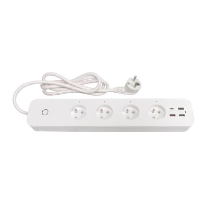 Immax NEO 07771L - Inteligentna listwa zasilająca NEO LITE, 4 gniazda AC + 3 porty USB + 1 port USB‑C, Wi‑Fi (Tuya)