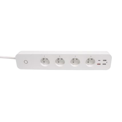 Immax NEO 07771L - Inteligentna listwa zasilająca NEO LITE, 4 gniazda AC + 3 porty USB + 1 port USB‑C, Wi‑Fi (Tuya)