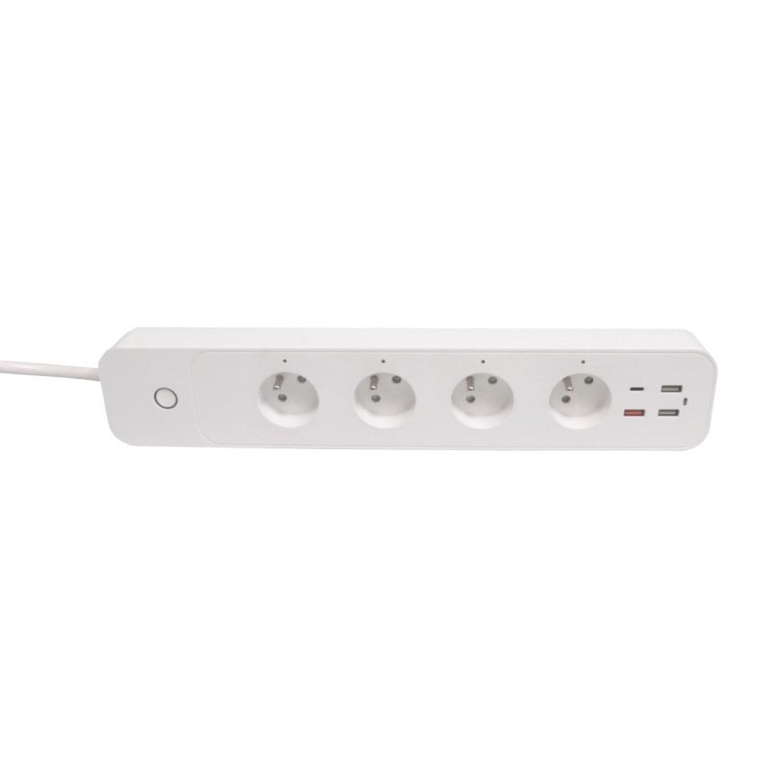 Immax NEO 07771L - Inteligentna listwa zasilająca NEO LITE, 4 gniazda AC + 3 porty USB + 1 port USB‑C, Wi‑Fi (Tuya)