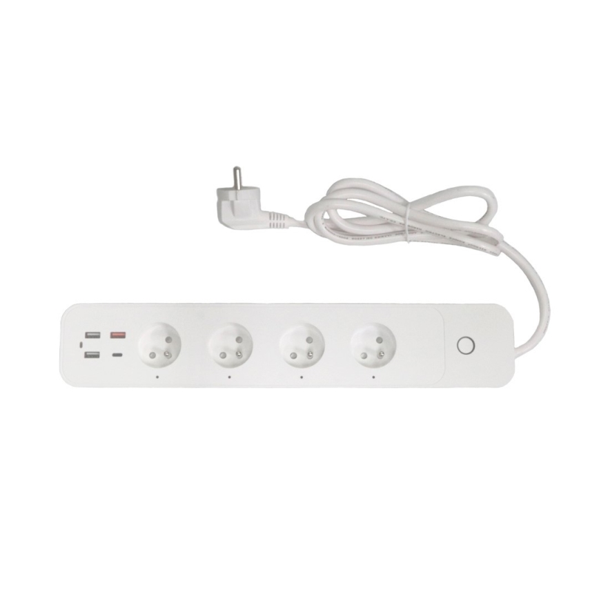Immax NEO 07771L - Inteligentna listwa zasilająca NEO LITE, 4 gniazda AC + 3 porty USB + 1 port USB‑C, Wi‑Fi (Tuya)