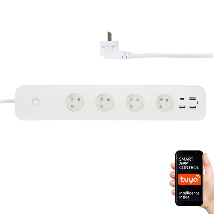 Immax NEO 07771L- Przedłużacz NEO LITE Smart 4AC+3xUSB+1xUSB C Wi-Fi Tuya