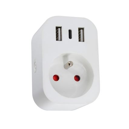 Immax NEO 07772L - Inteligentna listwa zasilająca 16A/230V + 2x USB + 1x USB-C Wi-Fi Tuya