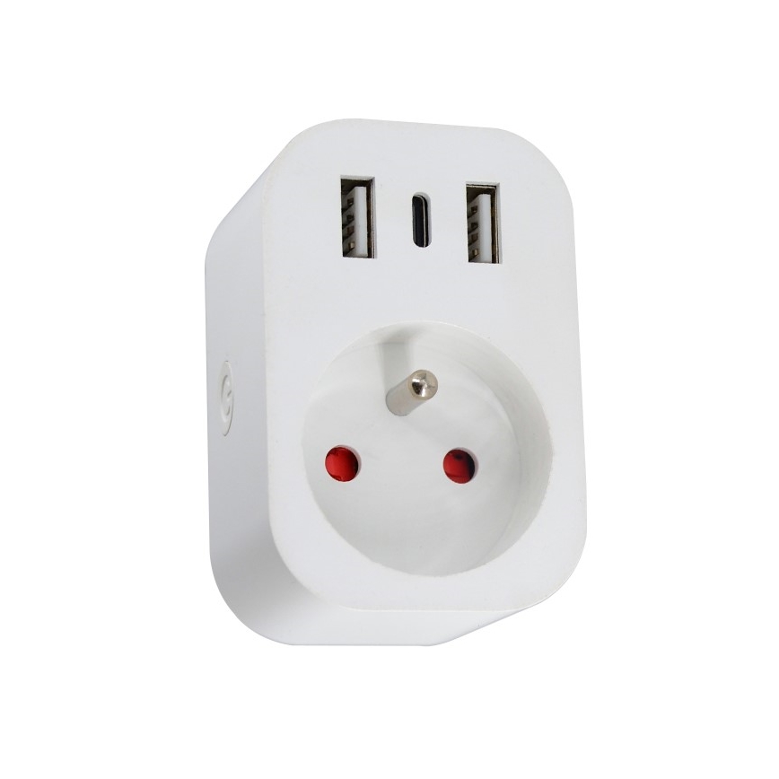 Immax NEO 07772L - Inteligentne gniazdo splitter 16A/230V + 2xUSB+1xUSB C Wi-Fi Tuya