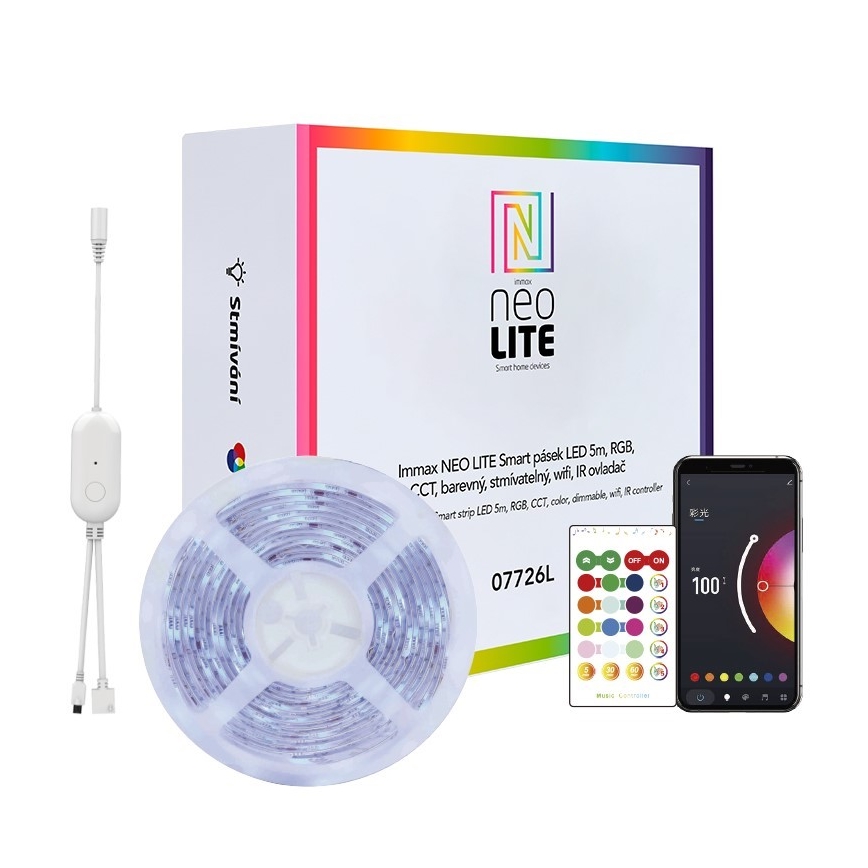 Immax NEO 07775L - LED RGB+CCT Taśma ściemnialna NEO LITE LED/48W/230V 10 m IP65 MUSIC Wi-Fi Tuya + pilot zdalnego sterowania
