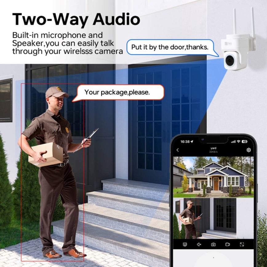 Immax NEO 07793L - Inteligentna kamera zewnętrzna z czujnikiem CUBE 4MP 5V IP65 Wi-Fi Tuya