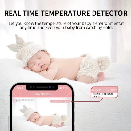 Immax NEO 07797L - Inteligentny akumulatorowy monitor dla niemowląt 5V Wi-Fi Tuya niebieski