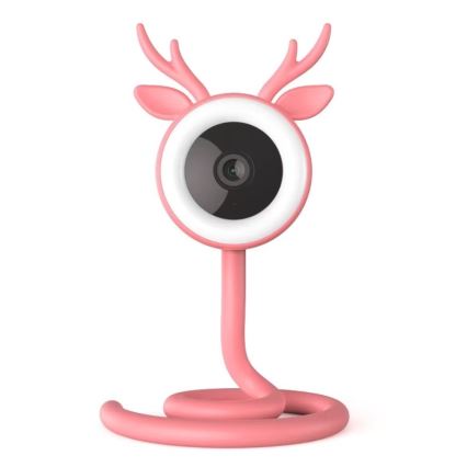 Immax NEO 07798L - Inteligentny akumulatorowy monitor dla niemowląt 5V Wi-Fi Tuya różowy