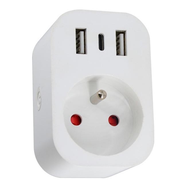 Immax NEO 07799L - Smart rozgałęziacz 16A/230V + 2xUSB+1xUSB C Wi-Fi Tuya