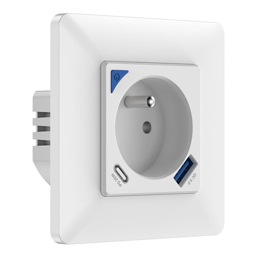 Immax NEO 07800L - Inteligentne gniazdo 16A/230V + 1xUSB-A+1xUSB C Wi-Fi Tuya
