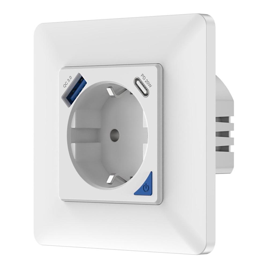 Immax NEO 07801L - Inteligentne gniazdo 16A/230V + 1xUSB-A+1xUSB C Tuya