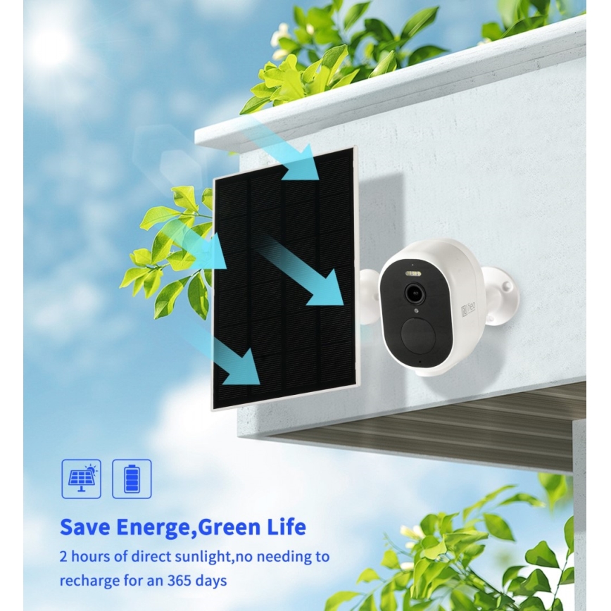 Immax NEO 07802L - Smart zewnętrzna kamera solarna z czujnikiem BARREL 5000 mAh Wi-Fi Tuya IP65