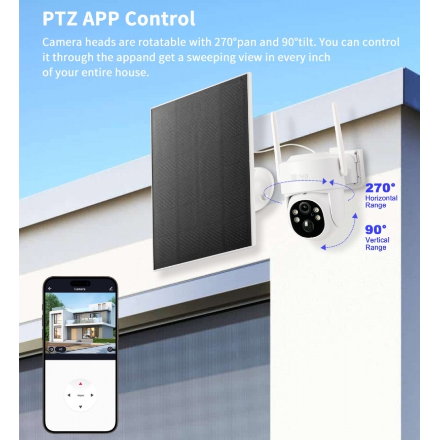 Immax NEO 07804L - Smart zewnętrzna kamera solarna z czujnikiem 9000 mAh Wi-Fi Tuya IP65