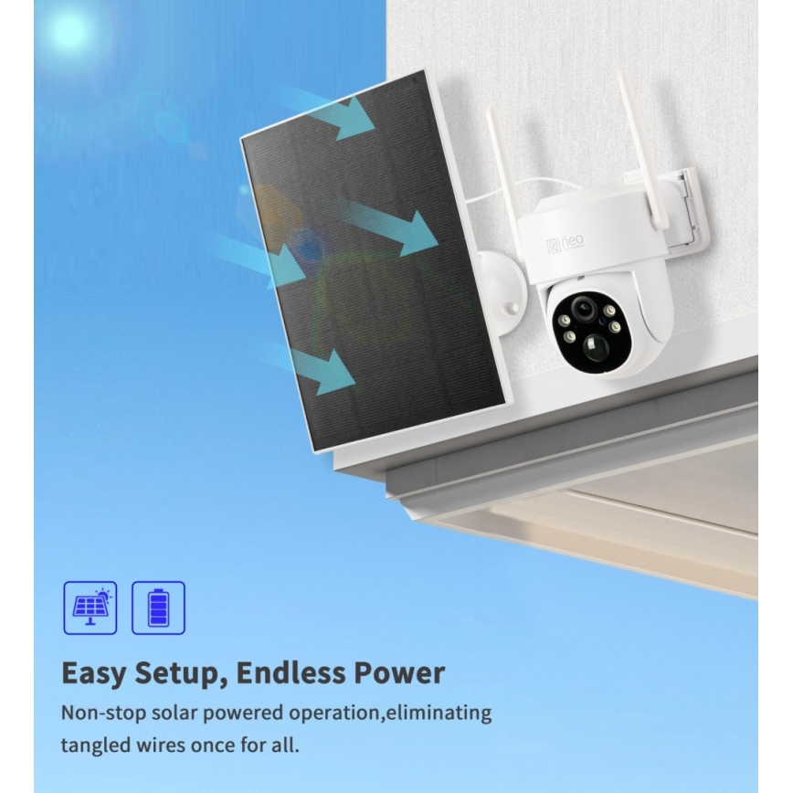 Immax NEO 07804L - Smart zewnętrzna kamera solarna z czujnikiem 9000 mAh Wi-Fi Tuya IP65