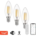Immax NEO 07807CDO - Zestaw 3x ściemnialnych żarówek LED CCT E14/4W/230V Tuya Wi-Fi + pilot zdalnego sterowania