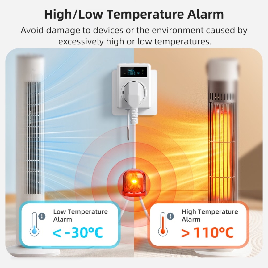 Immax NEO 07811L - Inteligentne gniazdko z termometrem F 3680W Wi-Fi