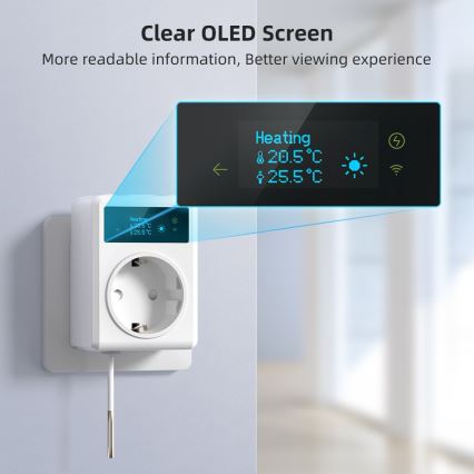 Immax NEO 07811L - Inteligentne gniazdko z termometrem F 3680W Wi-Fi