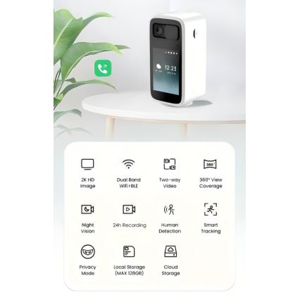 Immax NEO 07814L - Inteligentna kamera do wnętrz z matrycą 4 MP, zasilaniem 5V i obsługą Tuya Wi‑Fi