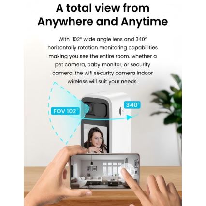 Immax NEO 07814L - Inteligentna kamera do wnętrz z matrycą 4 MP, zasilaniem 5V i obsługą Tuya Wi‑Fi