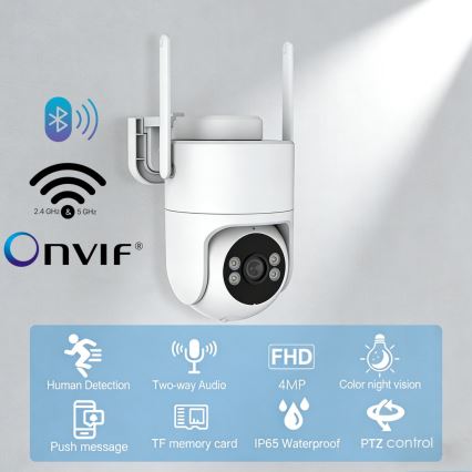 Immax NEO 07819L - Inteligentna kamera zewnętrzna z matrycą 4 MP 5V IP65 Tuya Wi-FI
