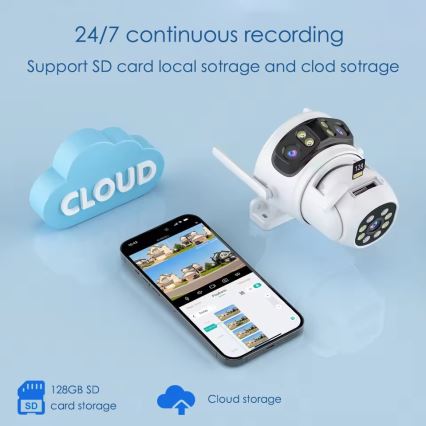 Immax NEO 07823L - Inteligentna zewnętrzna kamera z sensorami 2MP+2MP+2MP 5V Tuya Wi-Fi