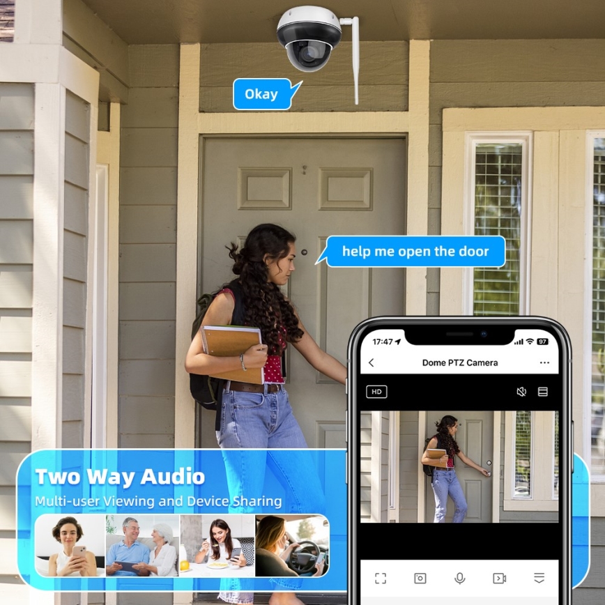 Immax NEO 07825L - Inteligentna zewnętrzna kamera z kopułowym sensorem (DOME), 5MP, 230V, IP66, TUYA, Wi‑Fi