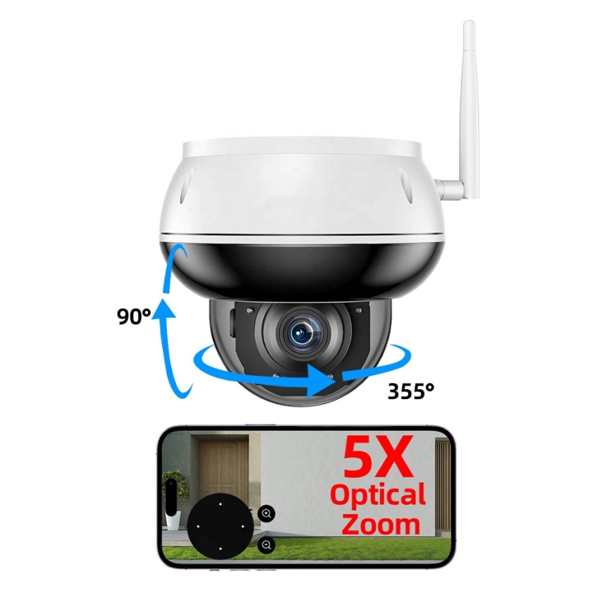 Immax NEO 07825L - Inteligentna zewnętrzna kamera z kopułowym sensorem (DOME), 5MP, 230V, IP66, TUYA, Wi‑Fi