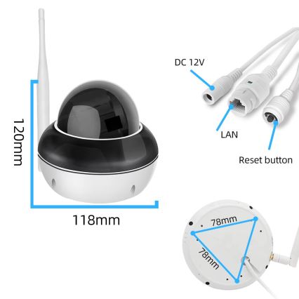Immax NEO 07825L - Inteligentna zewnętrzna kamera z kopułowym sensorem (DOME), 5MP, 230V, IP66, TUYA, Wi‑Fi